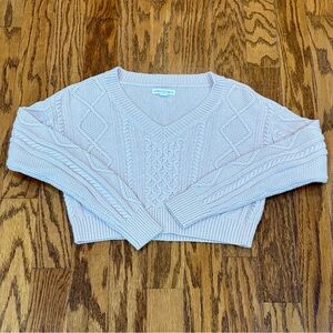 Aeropostale, Cropped Light Pink V-Neck Sweater, Size XS